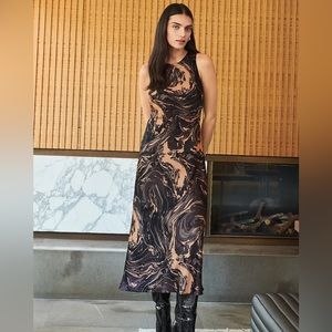 Express Marble Satin Midi Dress